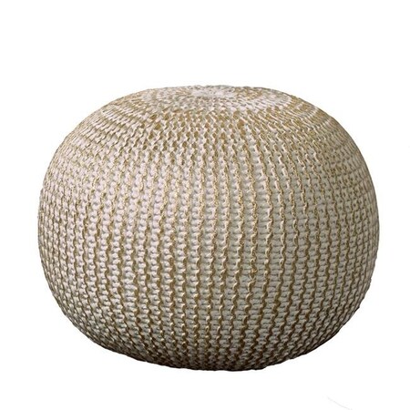 Lr Home LR Home POUFS08125BNG1814 Fairbanks Bone Knitted Pouf Ottoman; Gold POUFS08125BNG1814